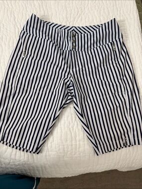 Jofit Navy and White Vertical Stripe Bermuda Shorts